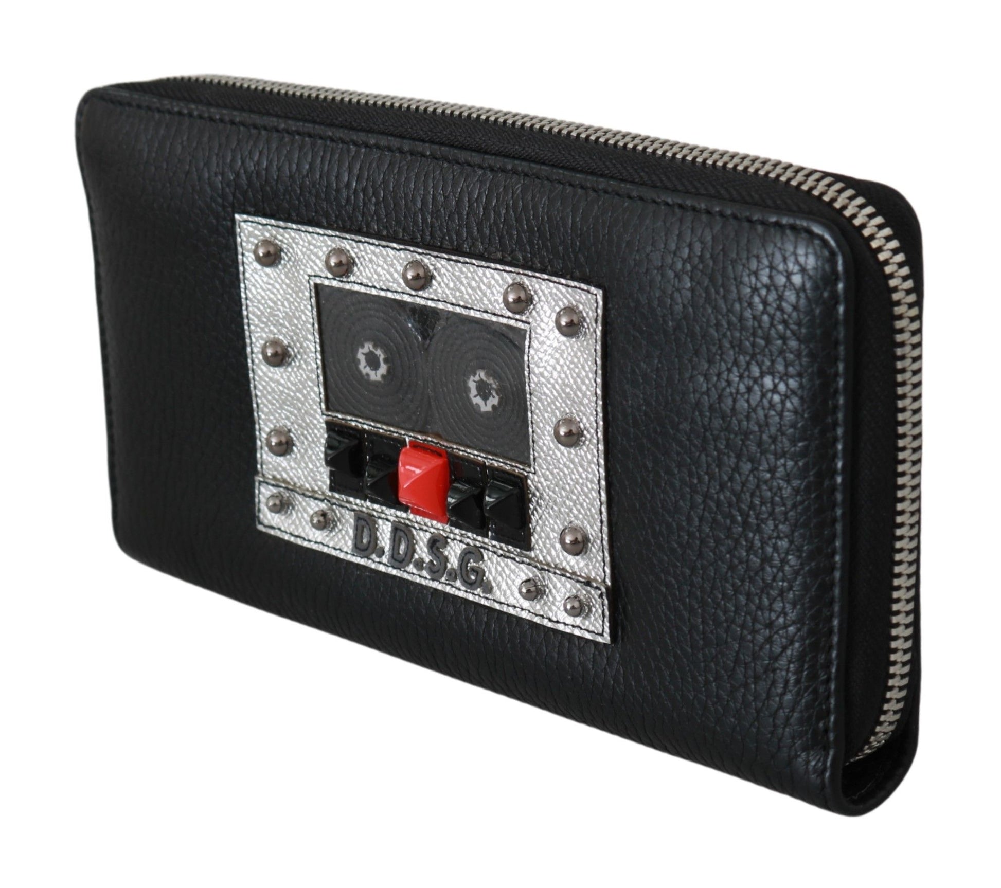 Dolce & Gabbana Elegant Black Leather Zip Continental Wallet - KALAJ