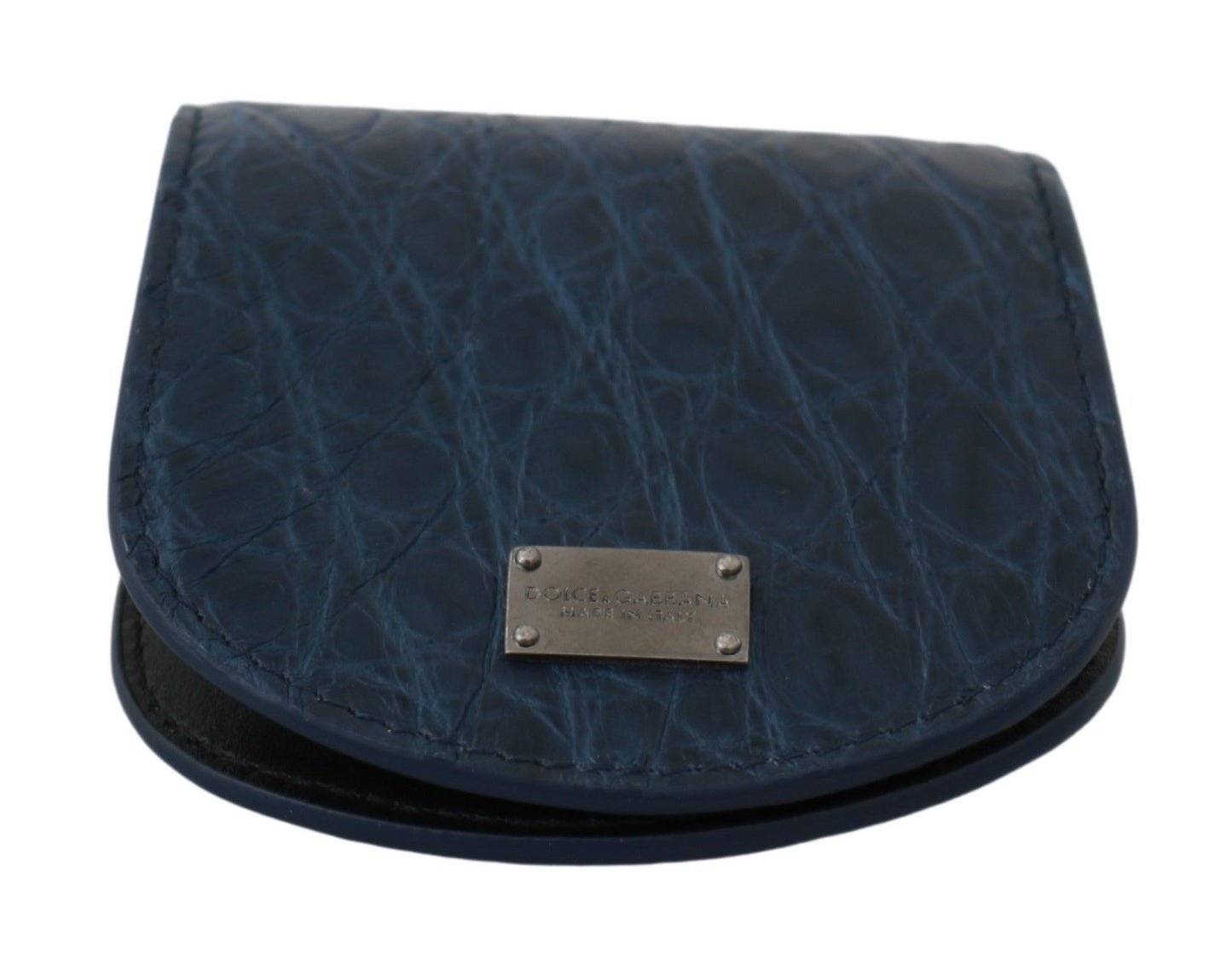 Dolce & Gabbana Elegant Blue Caimano Leather Condom Case Wallet - KALAJ