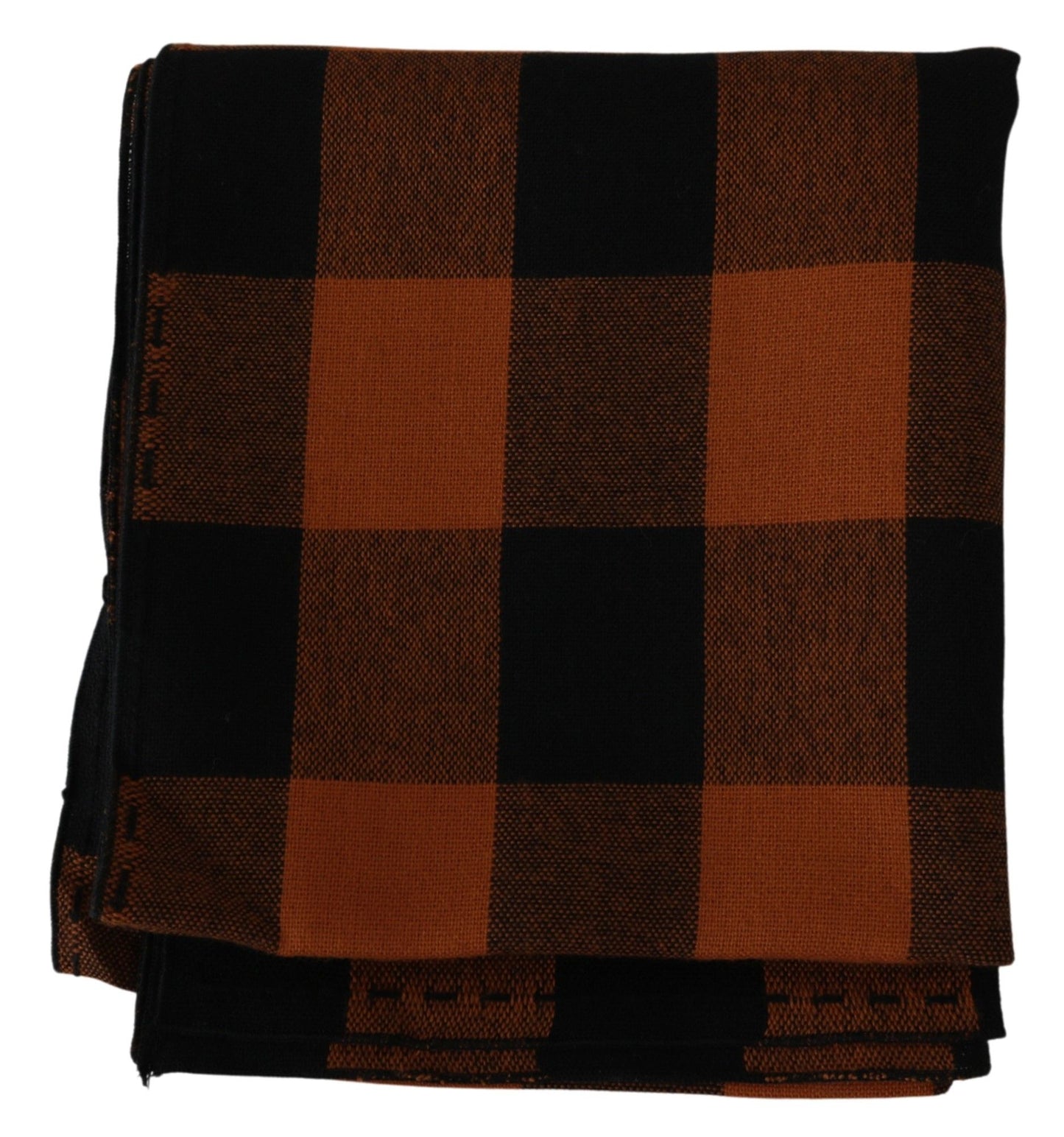 Costume National Chic Orange Check Wool Blend Scarf - KALAJ