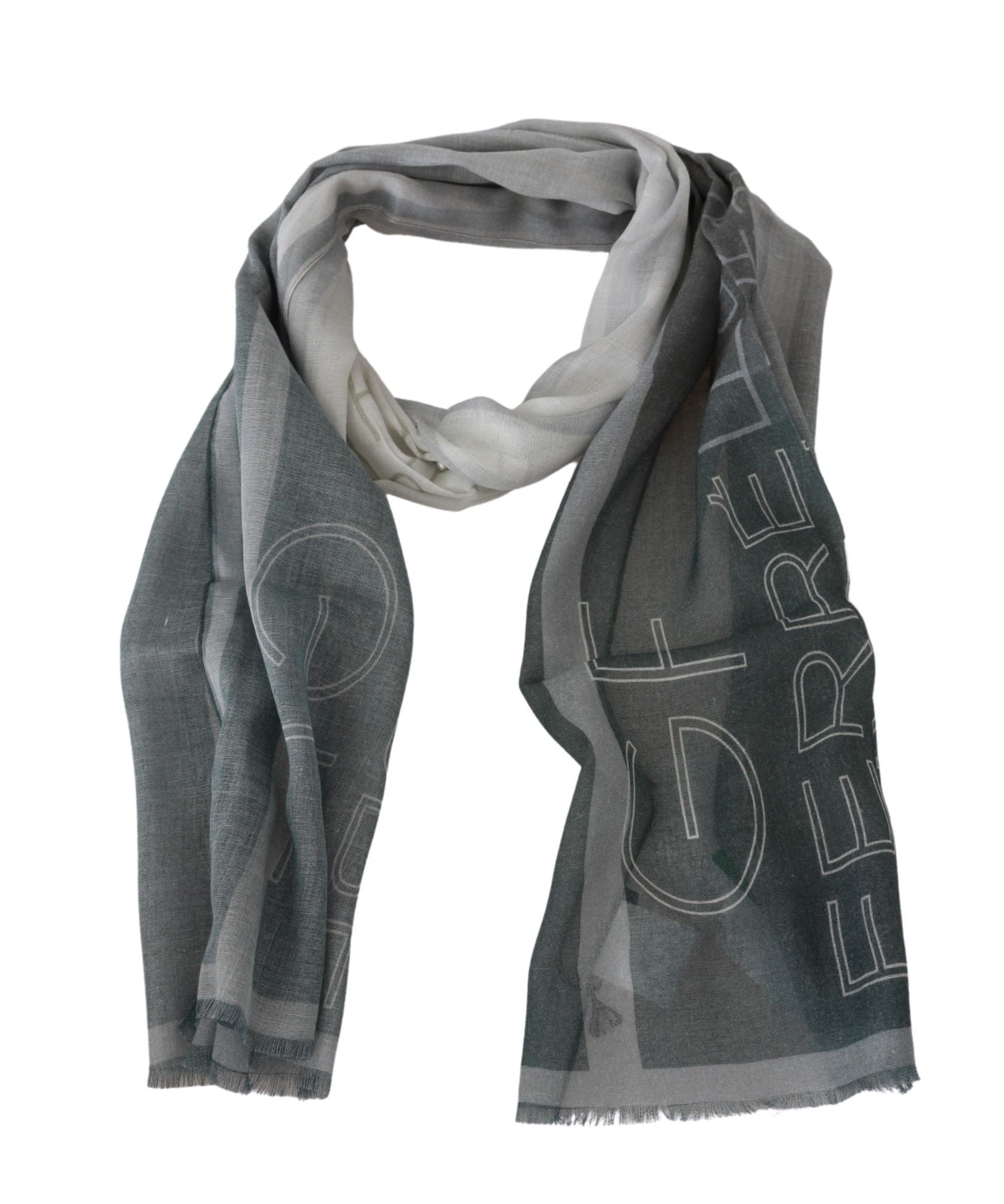 GF Ferre Elegant Blue Gray Patterned Scarf - KALAJ