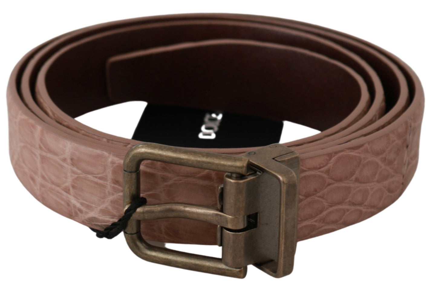 Dolce & Gabbana Elegant Exotic Skin Brushed Gold Buckle Belt - KALAJ