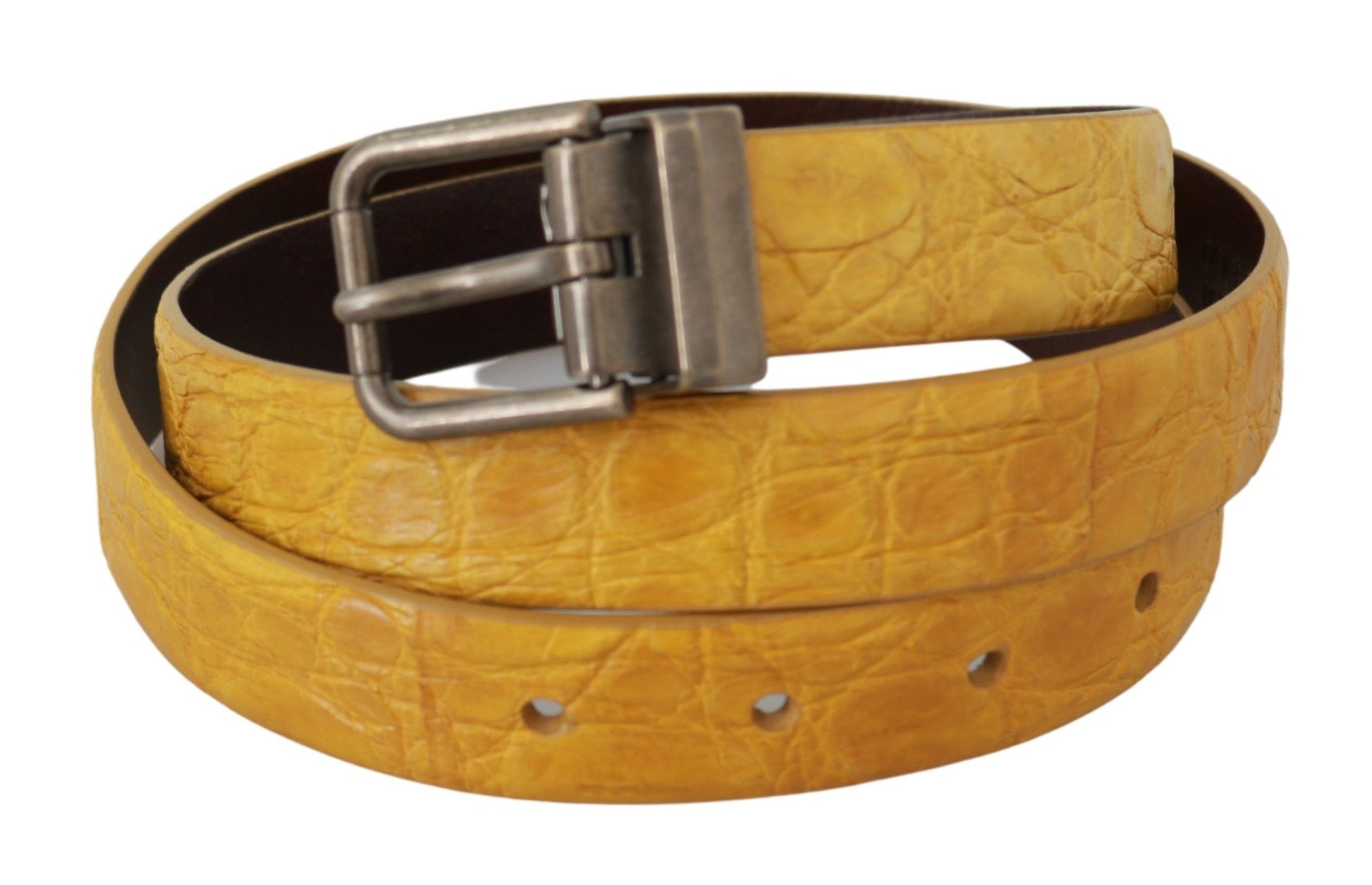 Dolce & Gabbana Exotic Yellow Animal Pattern Leather Belt - KALAJ