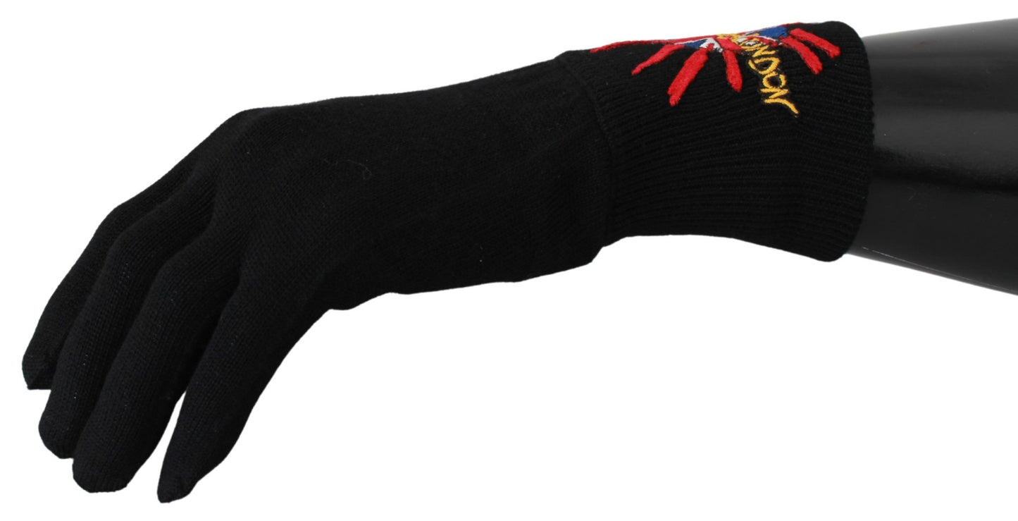 Dolce & Gabbana Elegant Black Virgin Wool Unisex Gloves - KALAJ