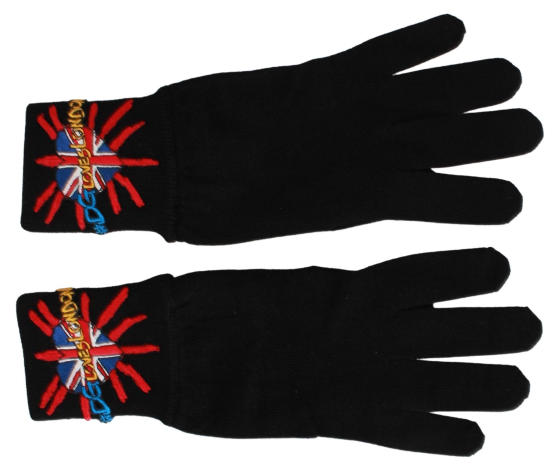 Dolce & Gabbana Elegant Black Virgin Wool Unisex Gloves - KALAJ