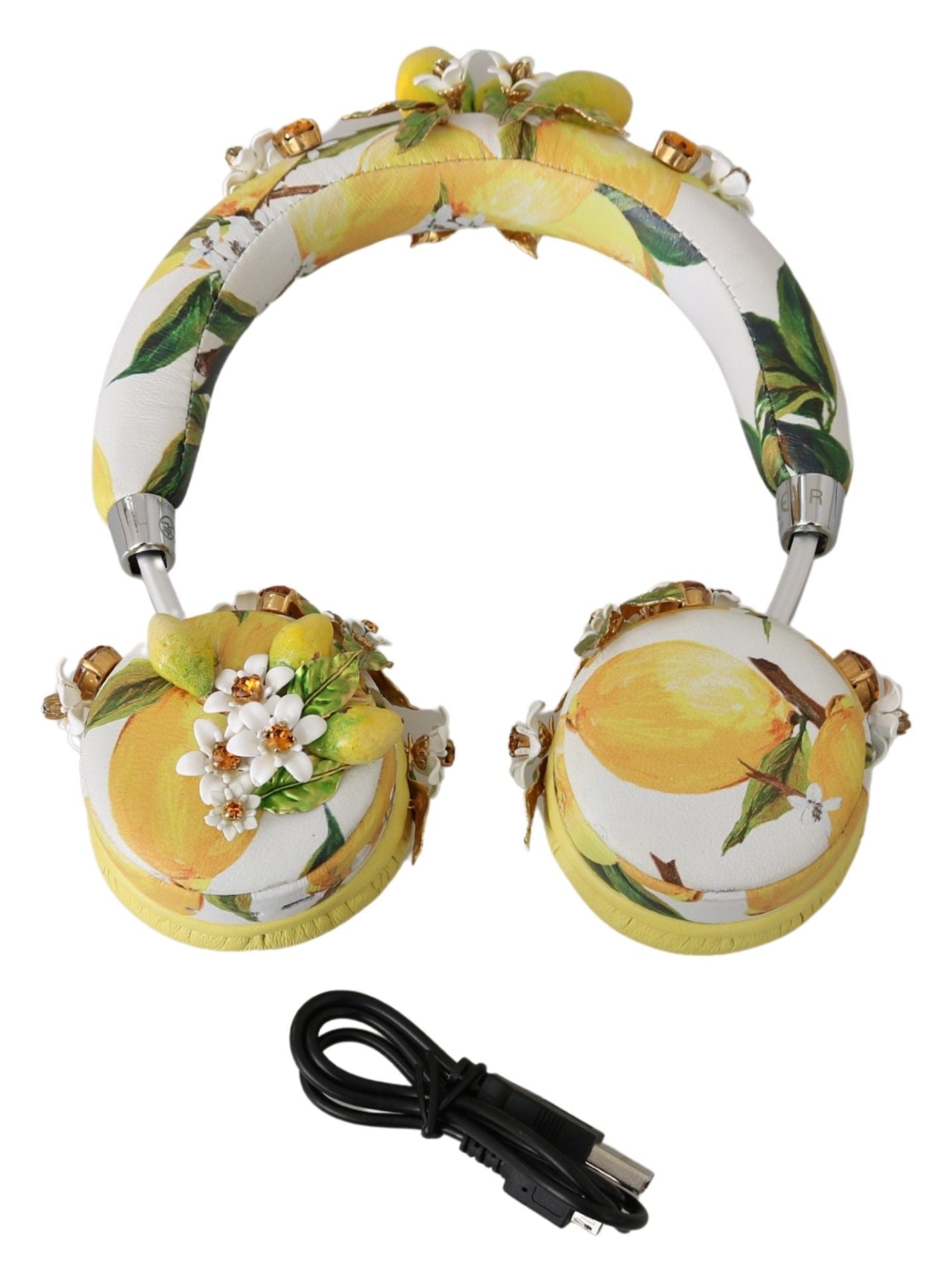 Dolce & Gabbana Glamorous Gold-Embellished Leather Headphones - KALAJ