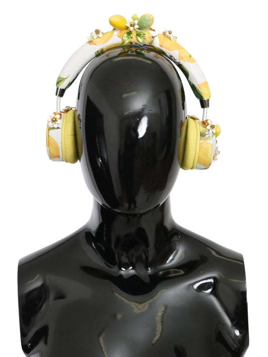 Dolce & Gabbana Glamorous Gold-Embellished Leather Headphones - KALAJ