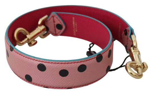 Dolce & Gabbana Elegant Pink Polka-Dotted Leather Shoulder Strap - KALAJ