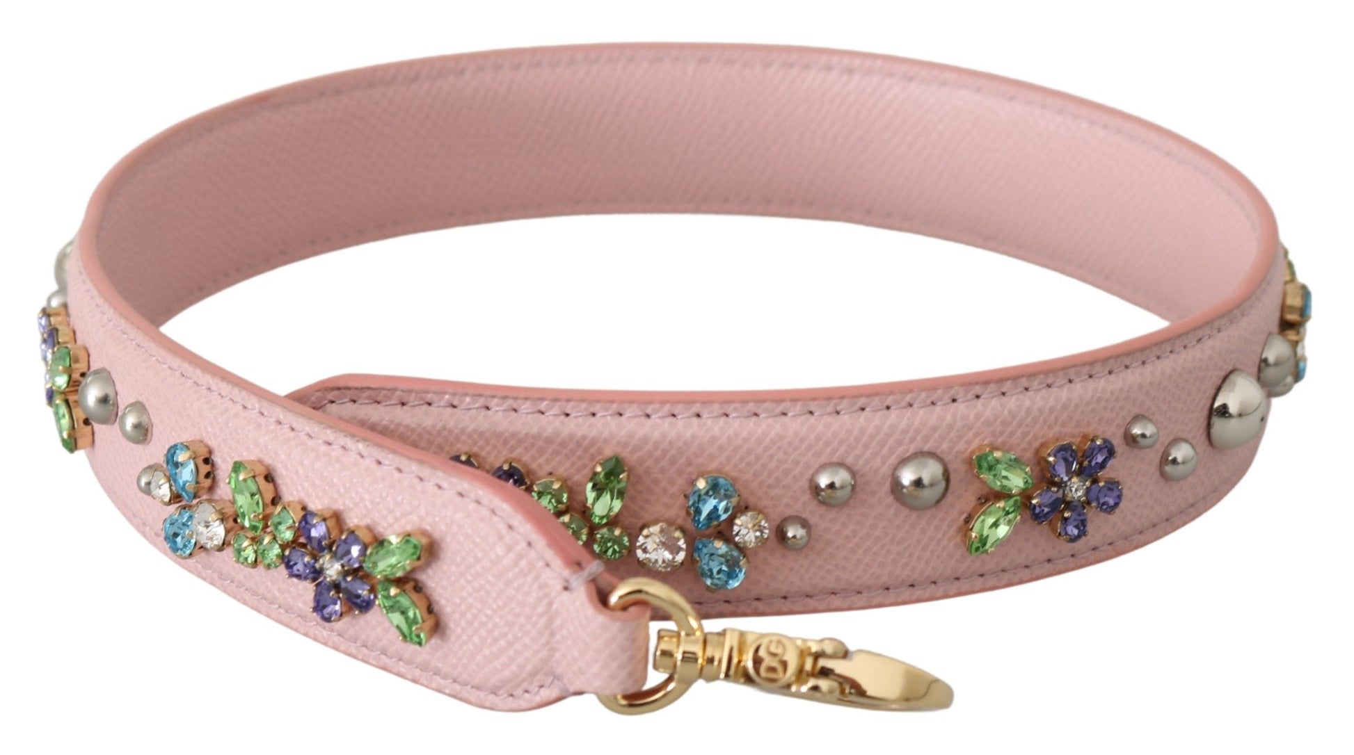 Dolce & Gabbana Stunning Pink Crystal Studded Leather Strap - KALAJ