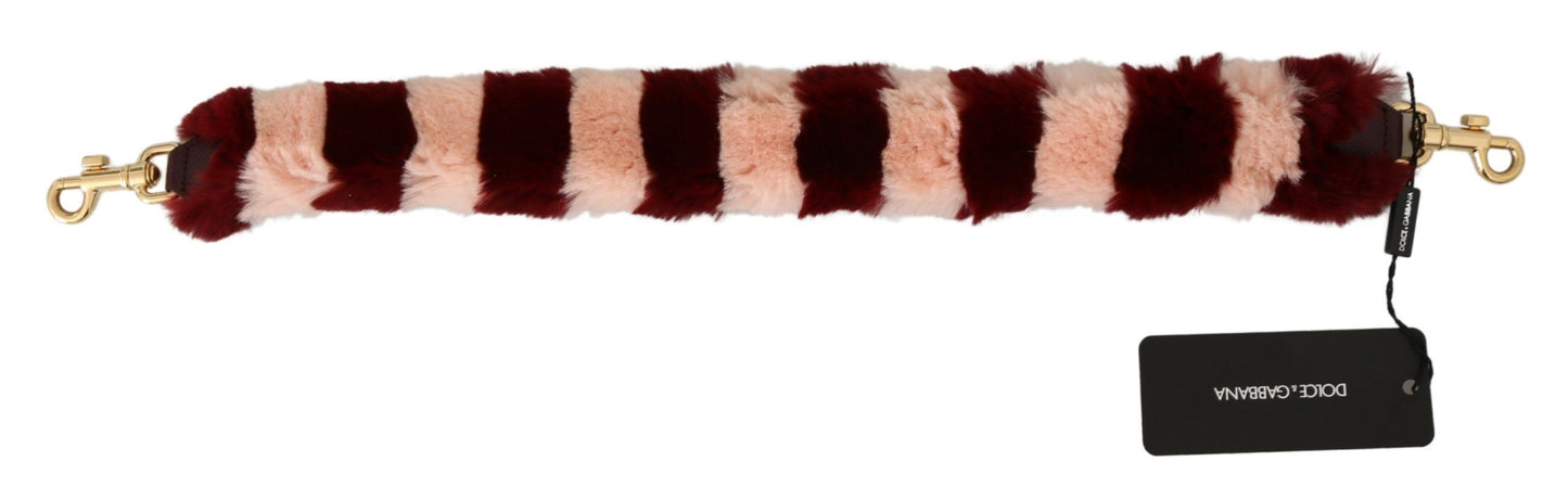 Dolce & Gabbana Bordeaux Pink Fur Shoulder Strap Luxury Accessory - KALAJ