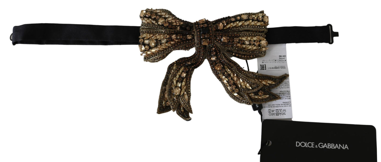 Dolce & Gabbana Elegant Silk Gold Bowtie - Dazzle in Style - KALAJ