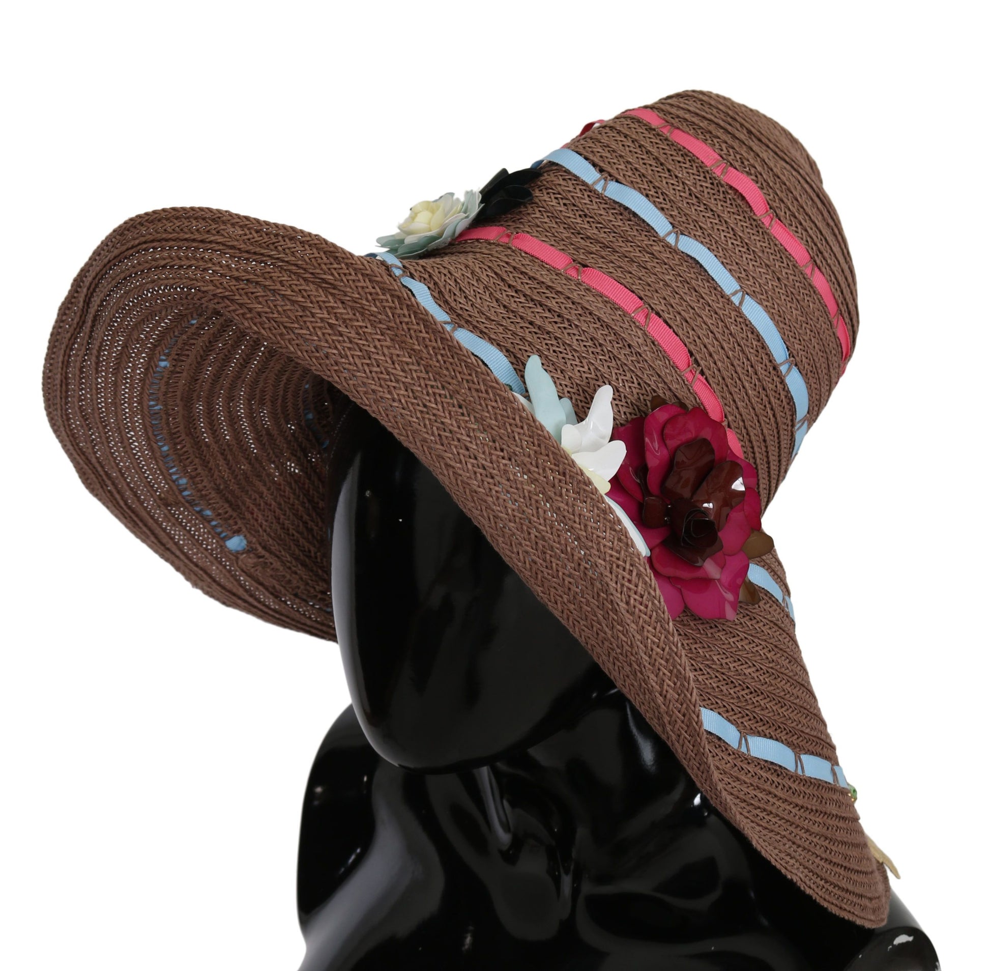 Dolce & Gabbana Elegant Floppy Straw Hat with Floral Accents - KALAJ