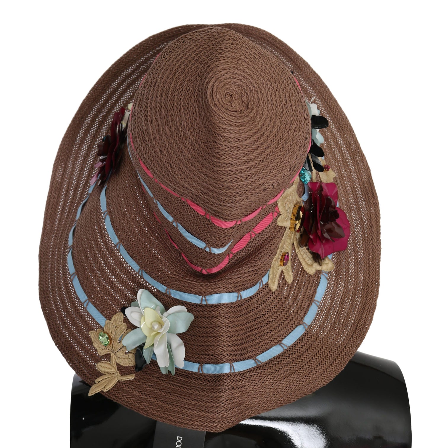 Dolce & Gabbana Elegant Floppy Straw Hat with Floral Accents - KALAJ