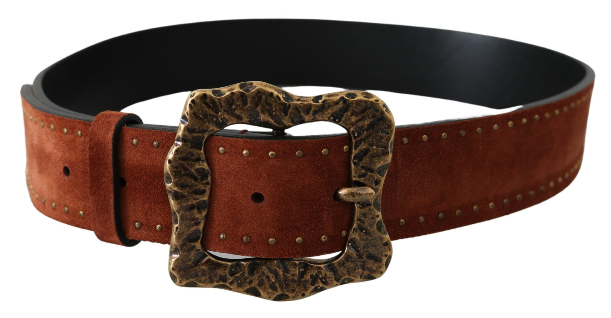 Dolce & Gabbana Elegant Suede Leather Belt with Gold Studs - KALAJ