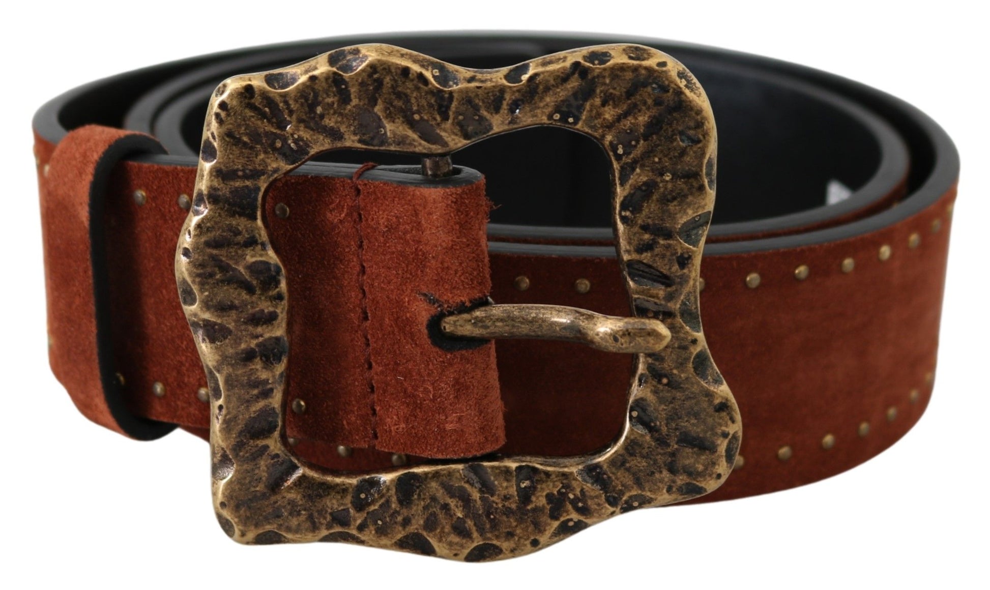 Dolce & Gabbana Elegant Suede Leather Belt with Gold Studs - KALAJ