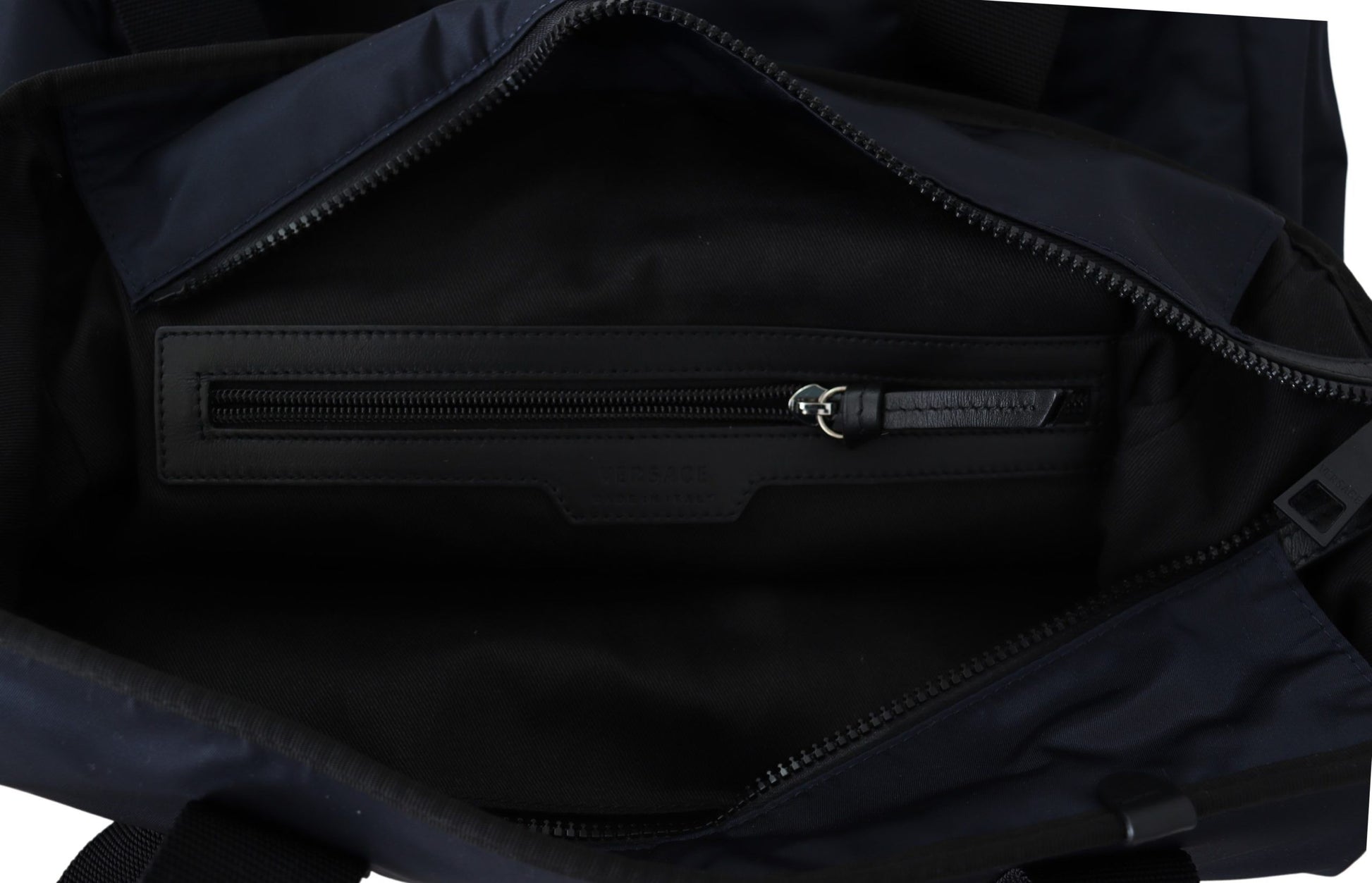 Versace Elegant Blue Nylon Tote Bag - KALAJ