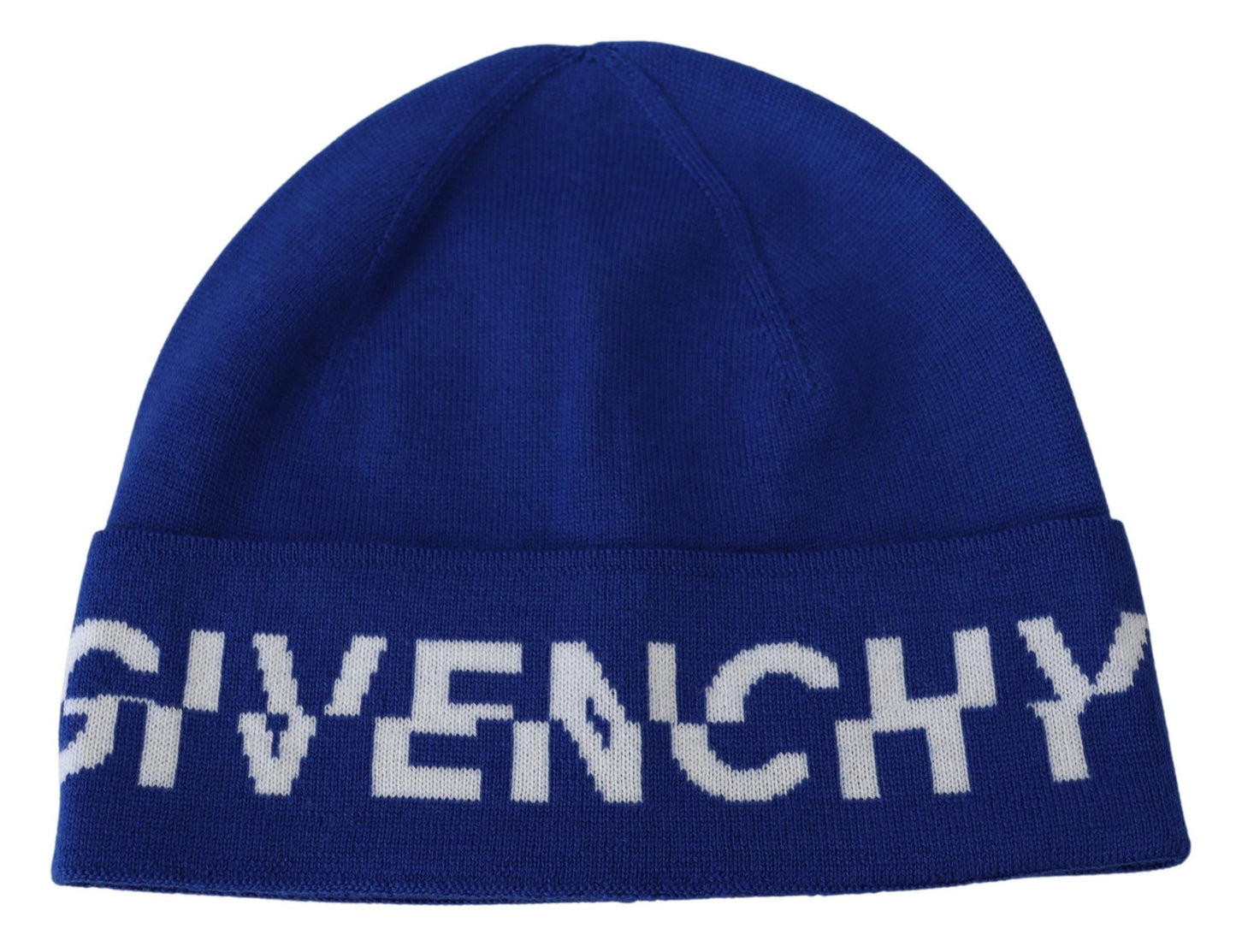 Givenchy Chic Unisex Cobalt Wool Beanie with Logo Detail - KALAJ