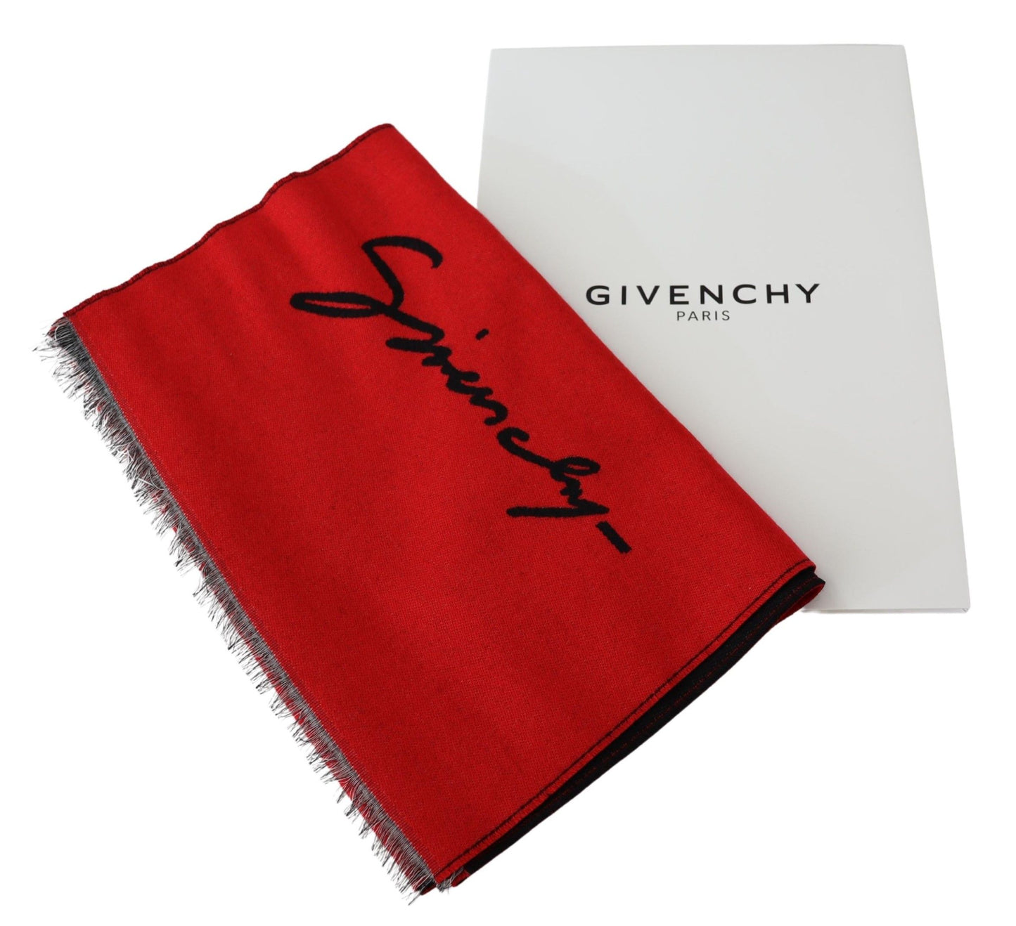 Givenchy Elegant Red Wool Blend Unisex Scarf - KALAJ