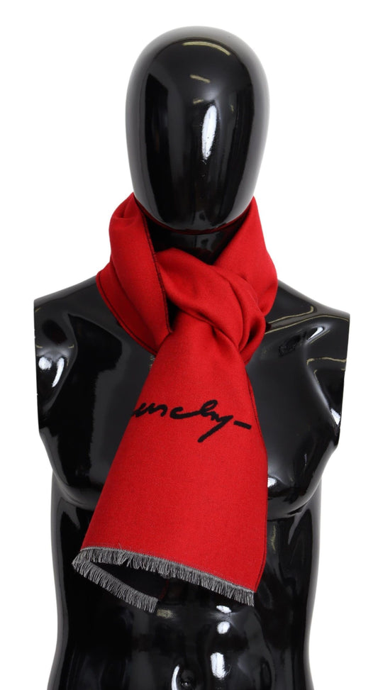 Givenchy Elegant Red Wool Blend Unisex Scarf - KALAJ