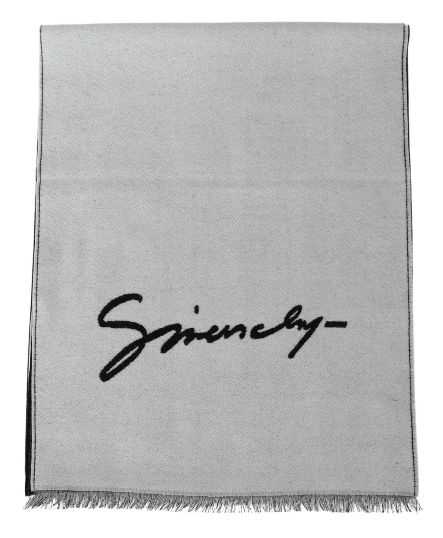 Givenchy Elegant Monochrome Wool-Silk Blend Scarf - KALAJ