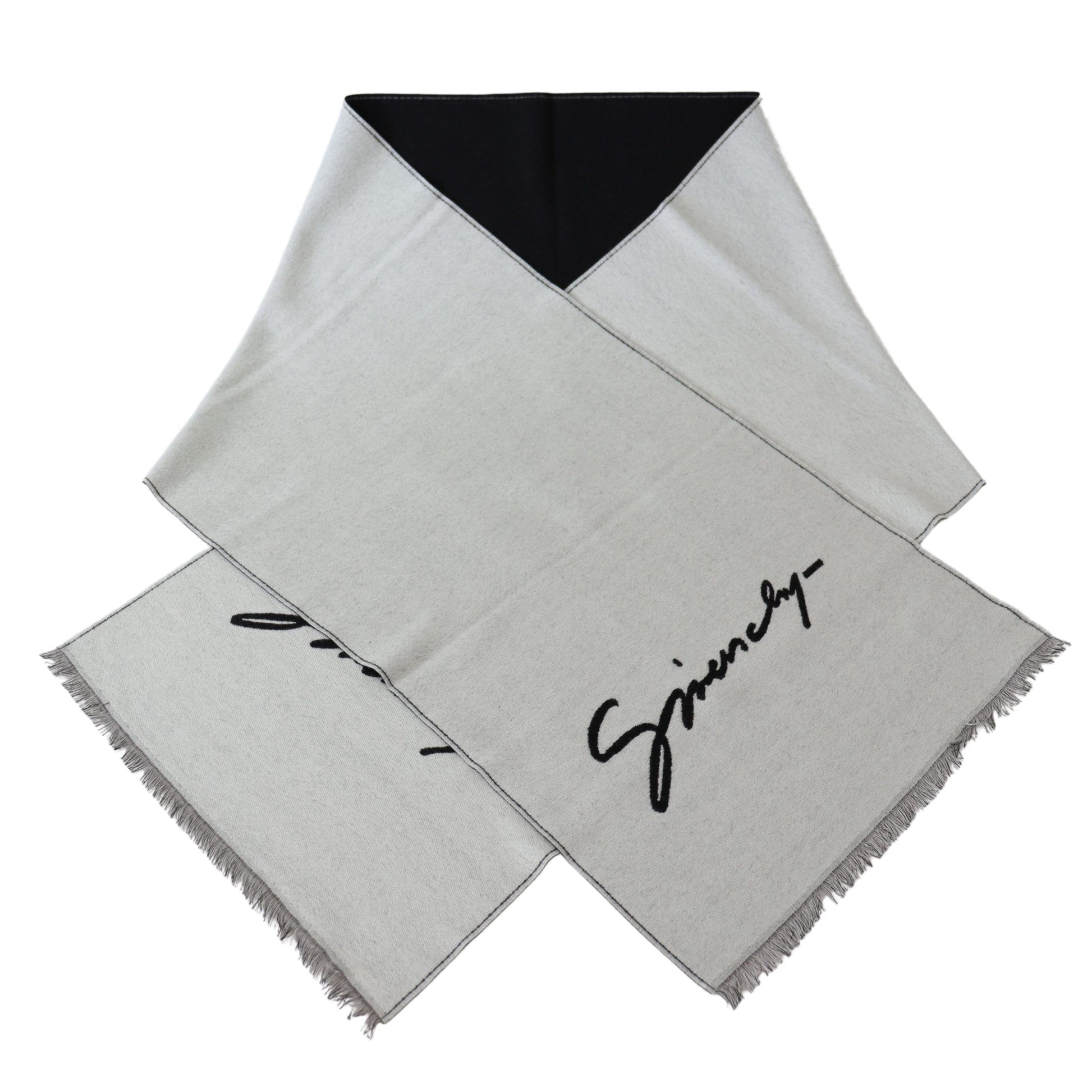 Givenchy Elegant Monochrome Wool-Silk Blend Scarf - KALAJ