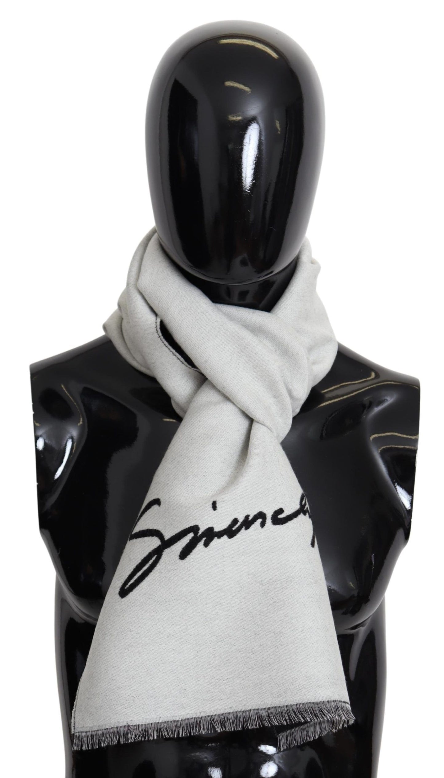 Givenchy Elegant Monochrome Wool-Silk Blend Scarf - KALAJ