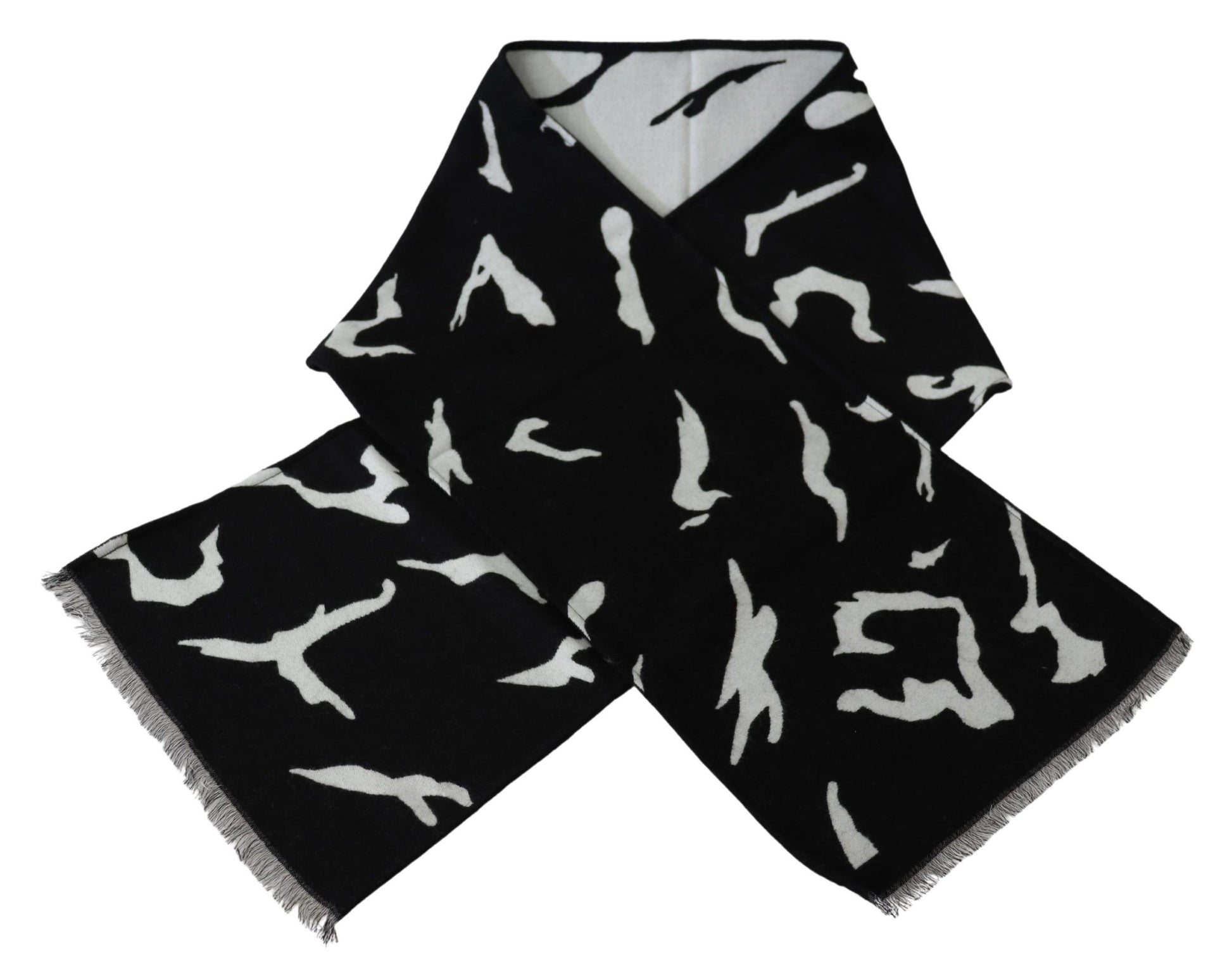 Givenchy Elegant Unisex Wool-Silk Scarf in Black & White - KALAJ