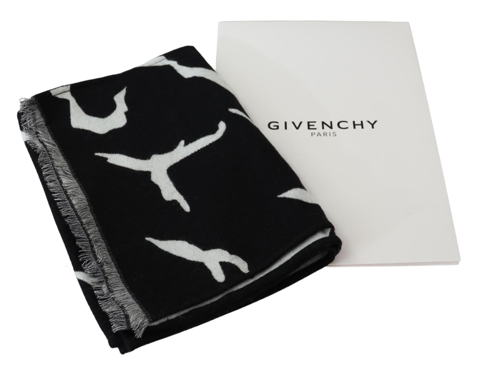 Givenchy Elegant Unisex Wool-Silk Scarf in Black & White - KALAJ