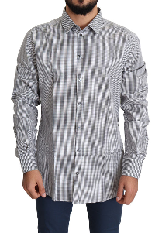 Dolce & Gabbana Checkered Slim Fit Cotton Dress Shirt