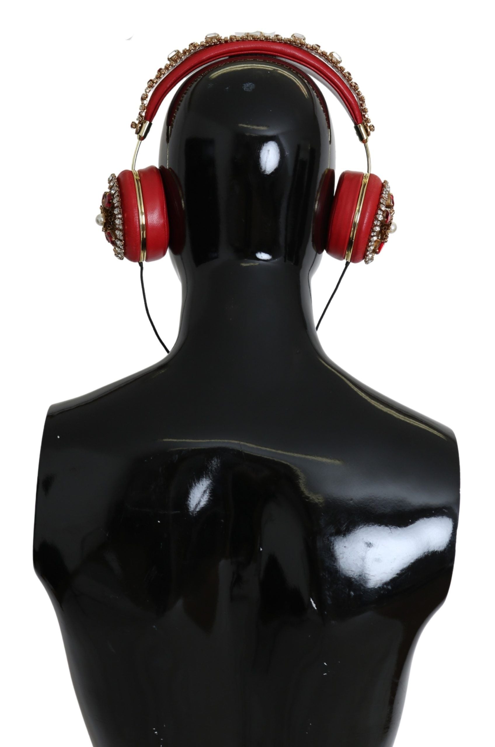 Dolce & Gabbana Exquisite Red Crystal Leather Headphones - KALAJ