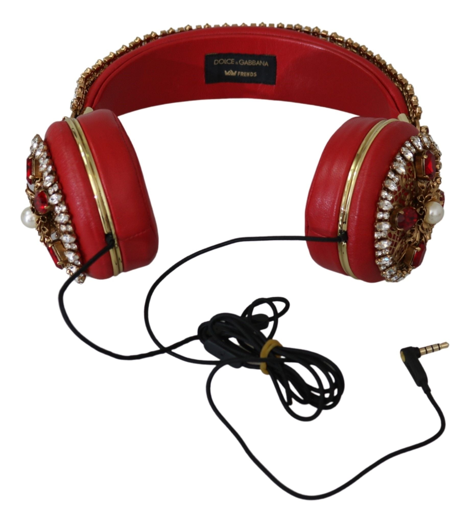 Dolce & Gabbana Exquisite Red Crystal Leather Headphones - KALAJ