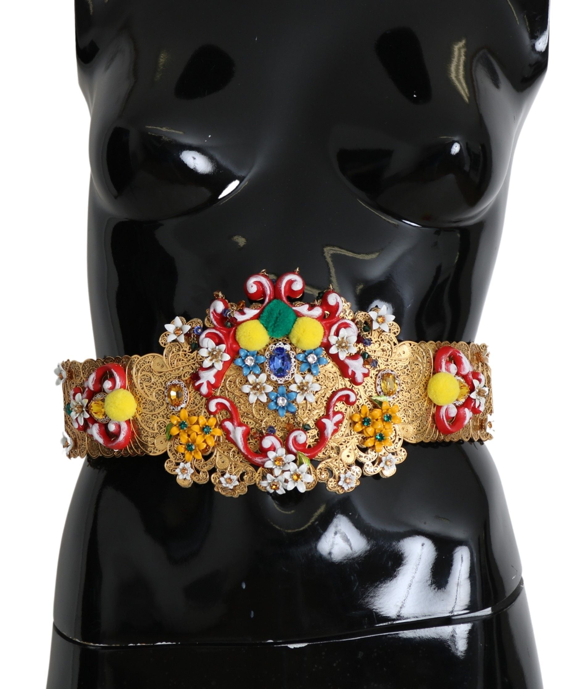 Dolce & Gabbana Gold-Tone Floral Crystal Waist Belt - KALAJ