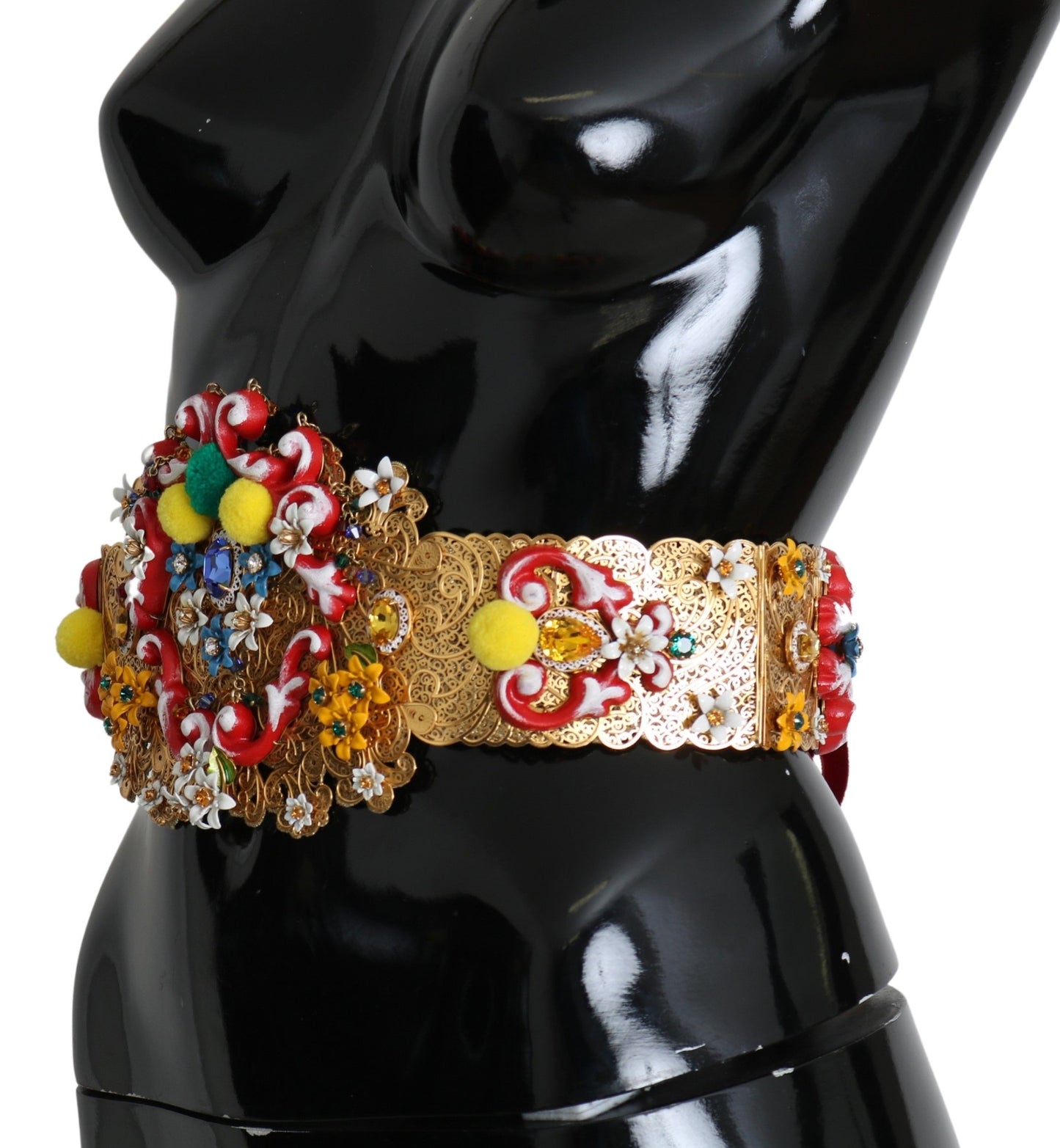 Dolce & Gabbana Gold-Tone Floral Crystal Waist Belt - KALAJ