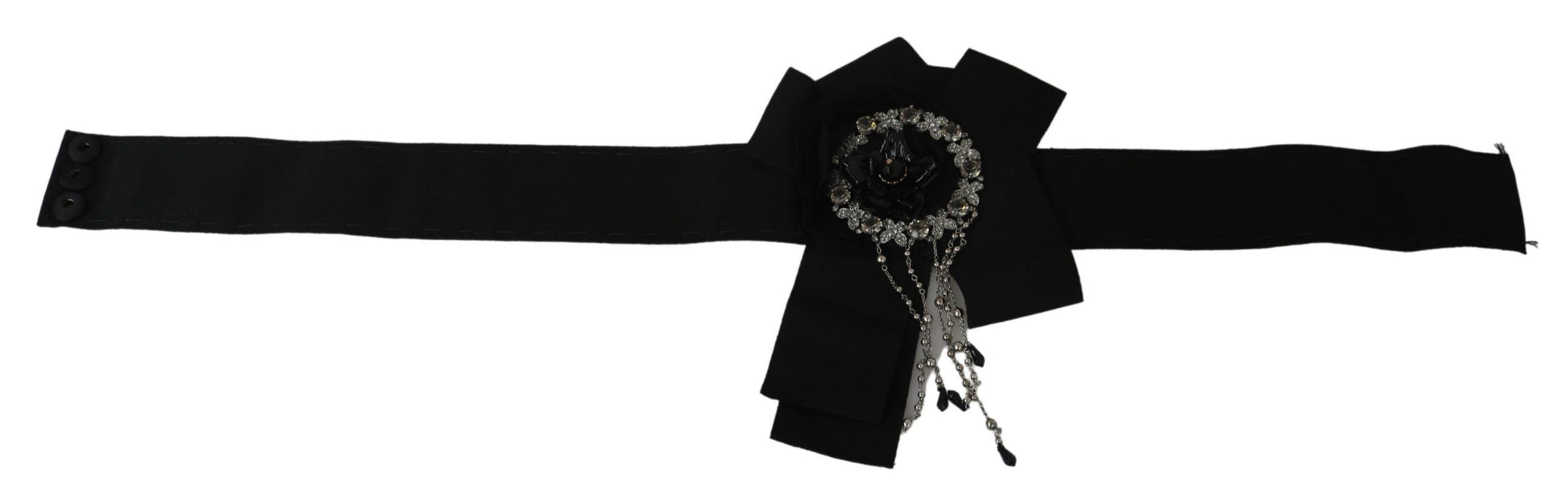 Dolce & Gabbana Elegant Black Crystal Waist Belt - KALAJ