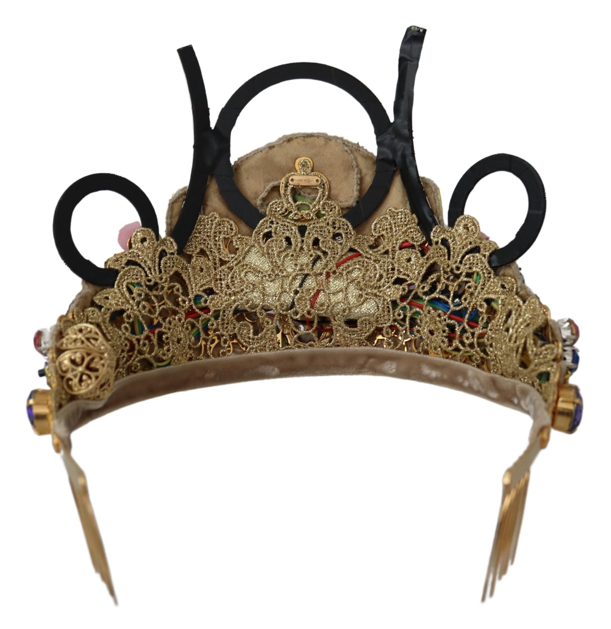 Dolce & Gabbana Stunning Crystal Diadem Tiara - Gold Multicolor - KALAJ