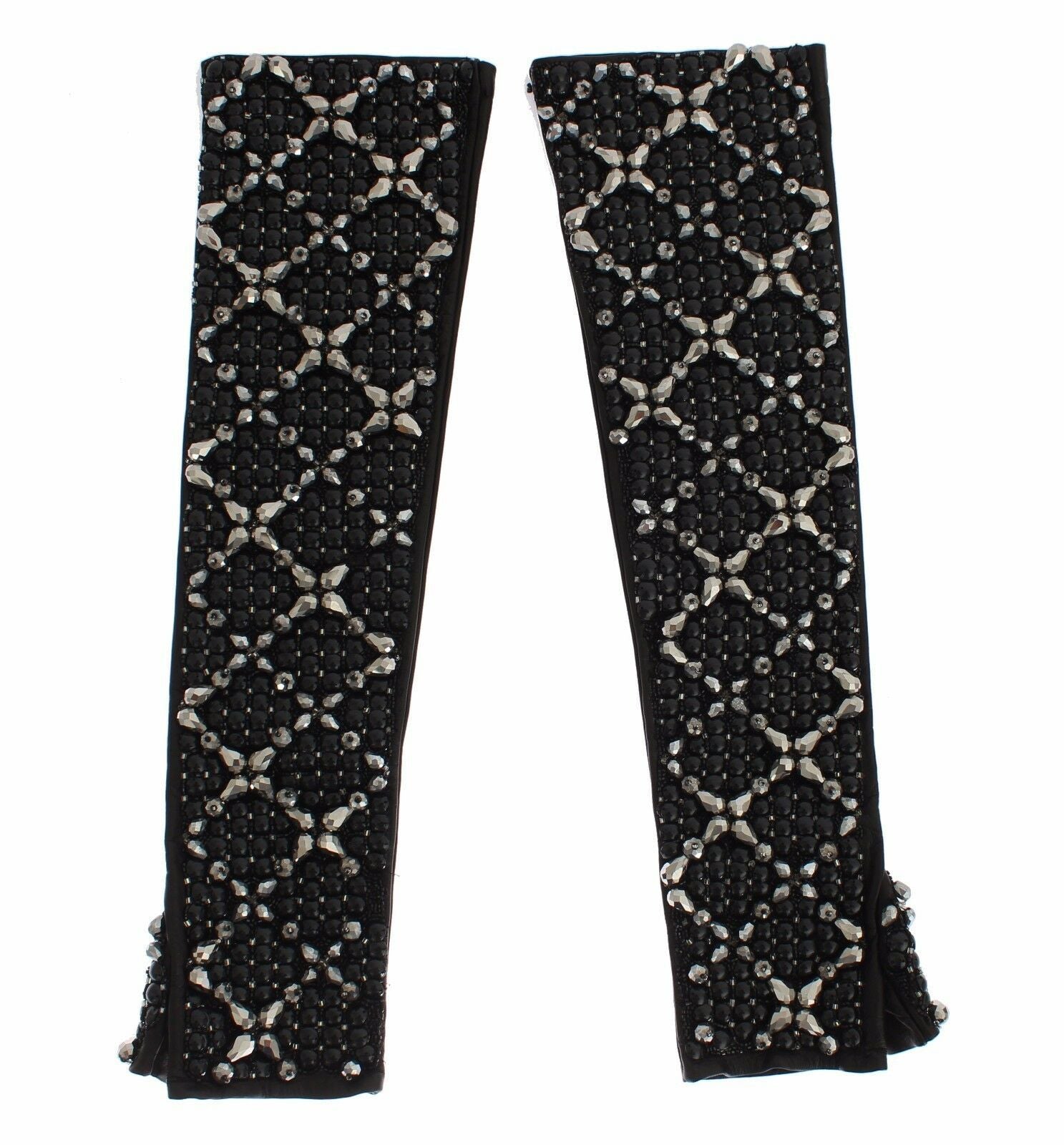 Dolce & Gabbana Elegant Crystal Beaded Leather Gloves - KALAJ