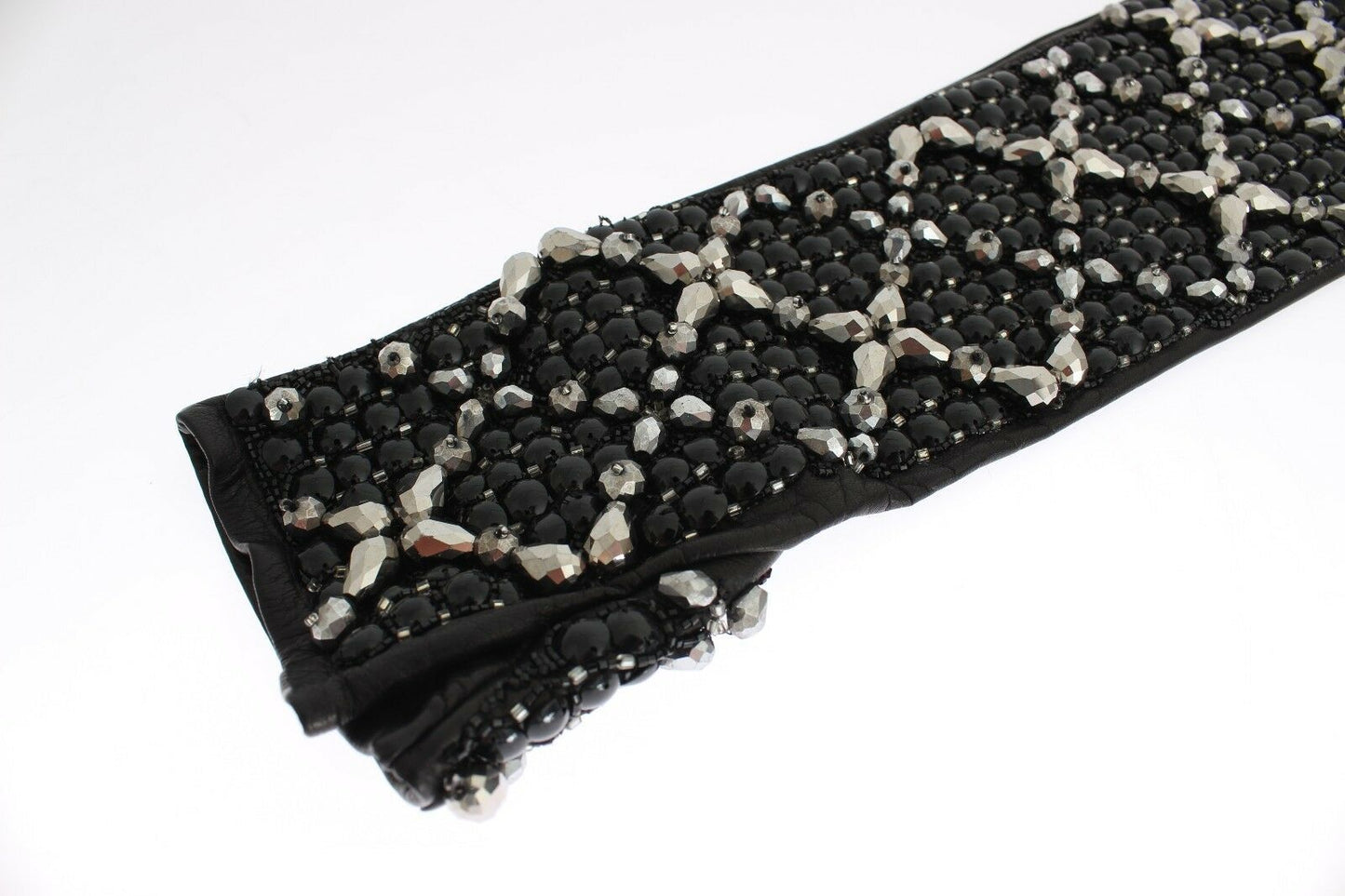 Dolce & Gabbana Elegant Crystal Beaded Leather Gloves - KALAJ