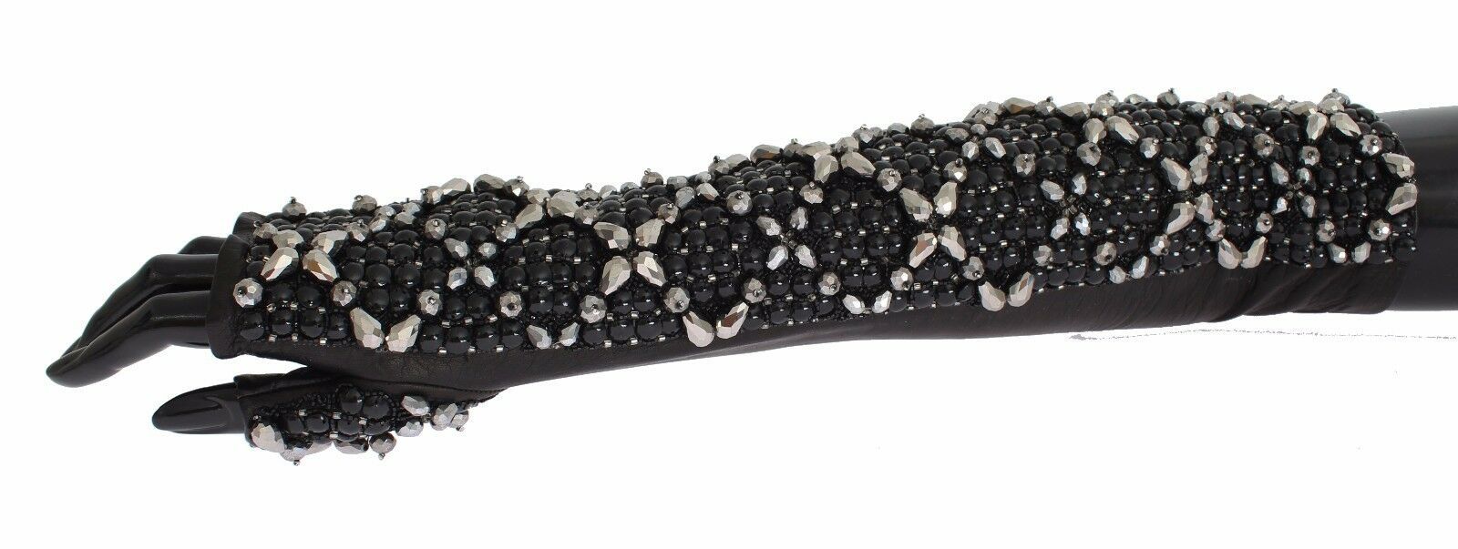 Dolce & Gabbana Elegant Crystal Beaded Leather Gloves - KALAJ