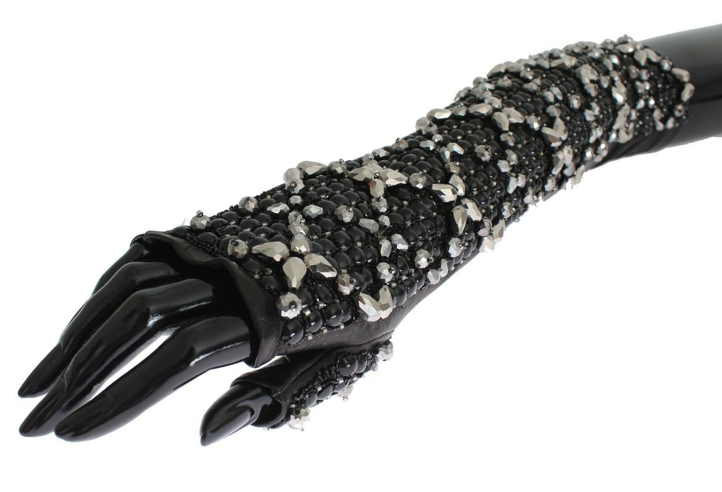 Dolce & Gabbana Elegant Crystal Beaded Leather Gloves - KALAJ