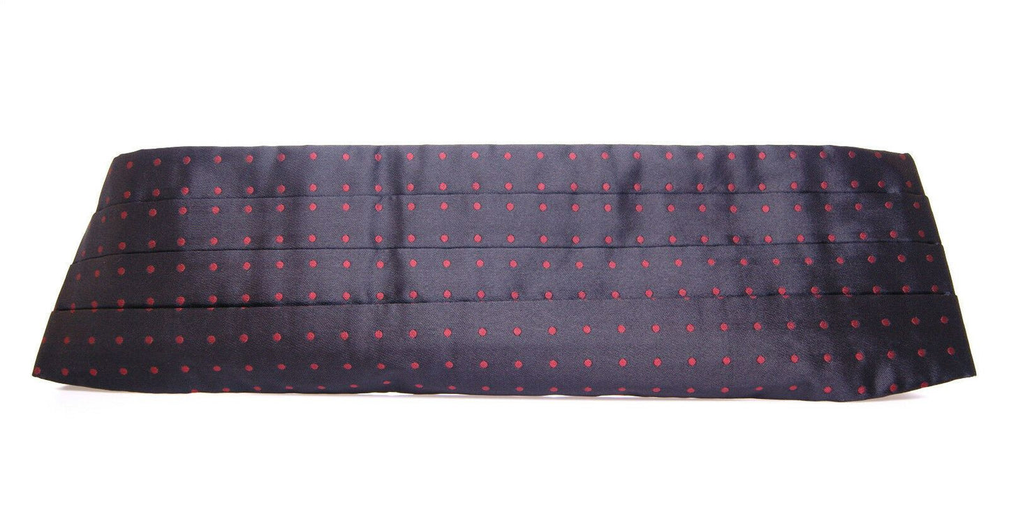 Dolce & Gabbana Elegant Silk Black Cummerbund with Red Polka Dots - KALAJ