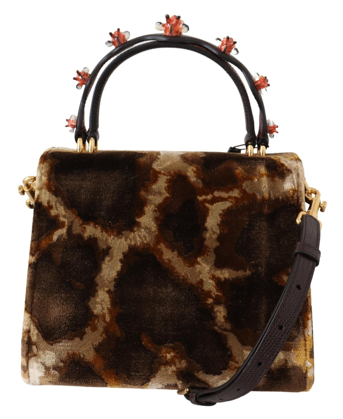 Dolce & Gabbana Elegant Giraffe Pattern Welcome Bag with Gold Accents - KALAJ