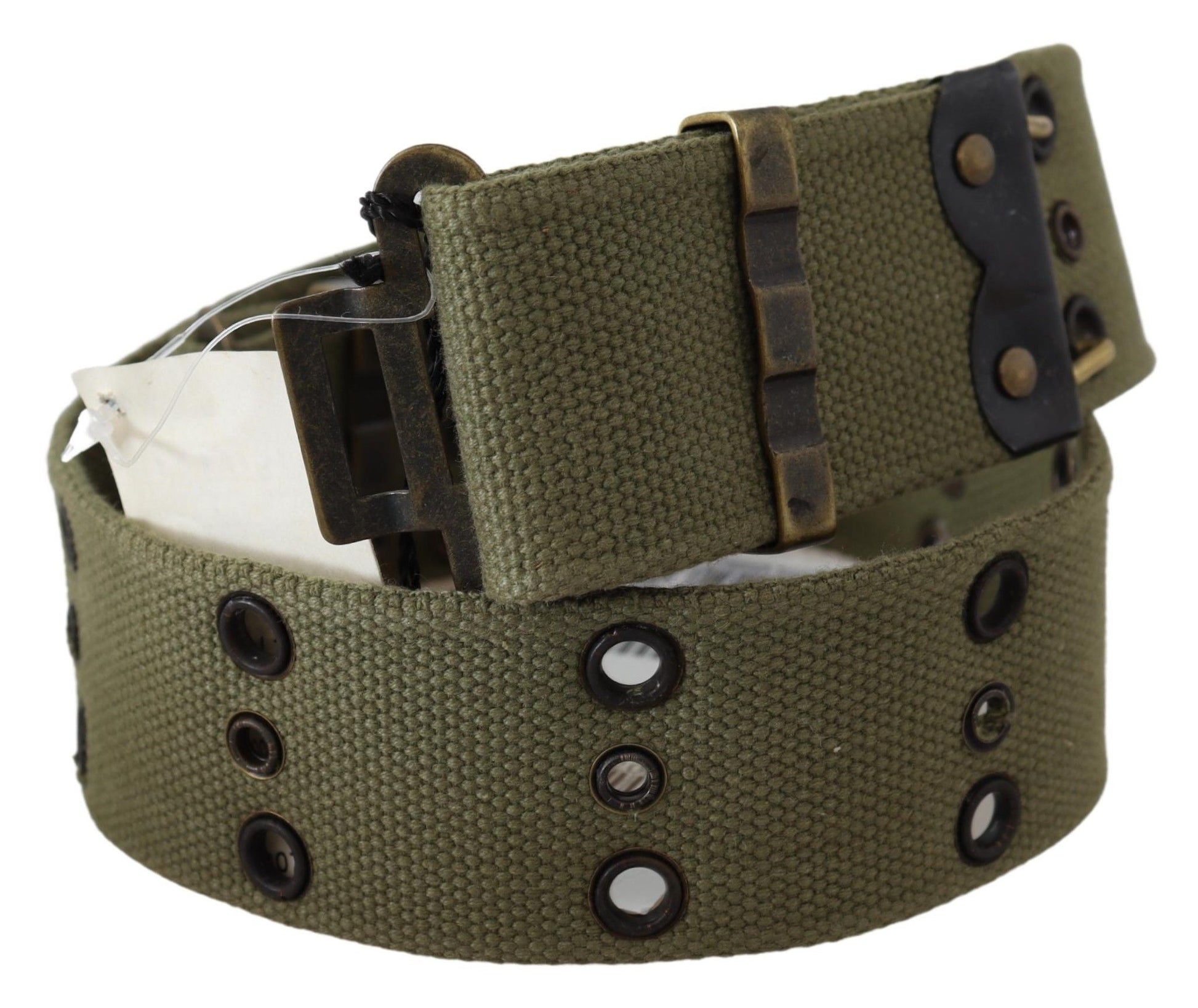 Ermanno Scervino Chic Army Green Cotton Waist Belt - KALAJ