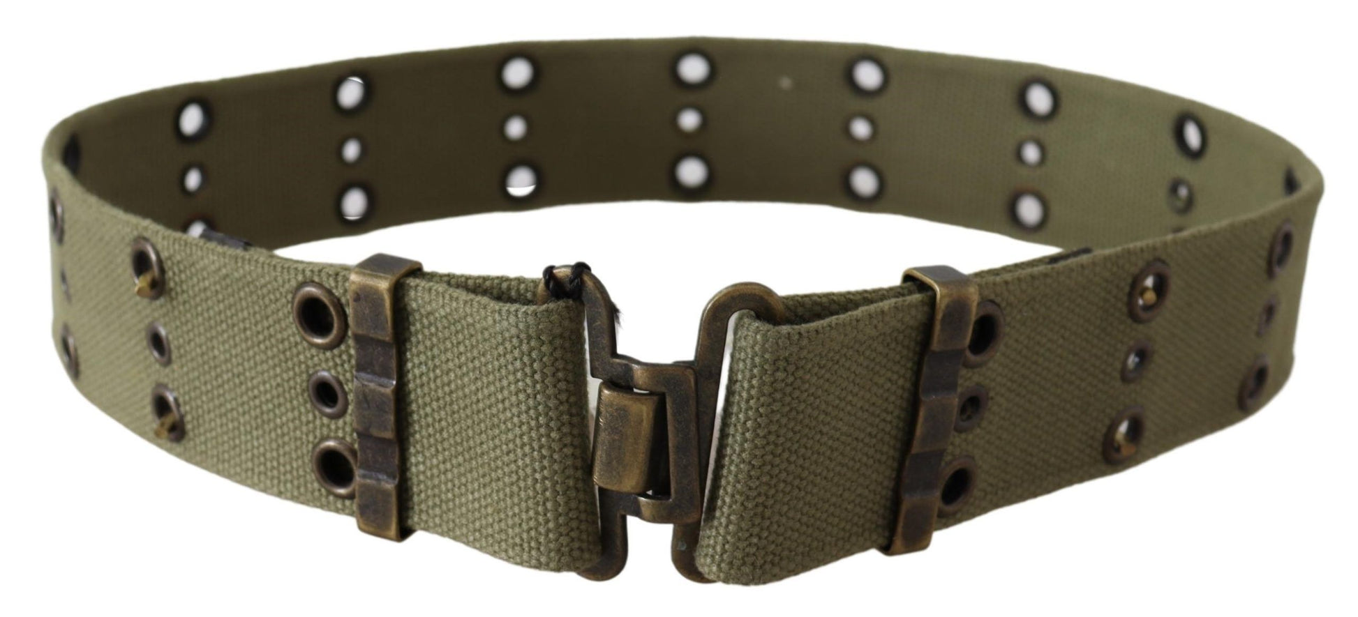 Ermanno Scervino Chic Army Green Cotton Waist Belt - KALAJ