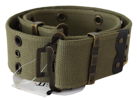 Ermanno Scervino Chic Army Green Cotton Waist Belt - KALAJ