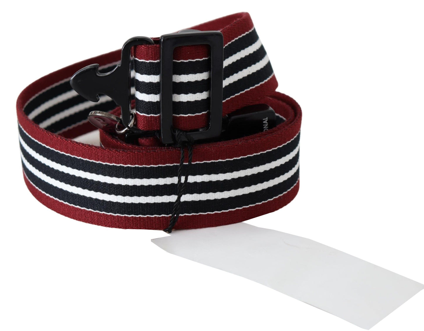 Costume National Striped Leather Fashion Belt in Black & Red - KALAJ