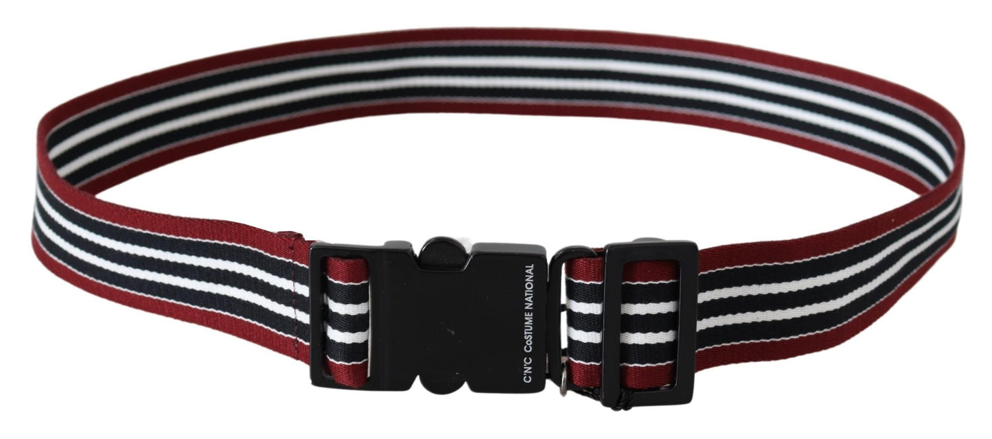 Costume National Striped Leather Fashion Belt in Black & Red - KALAJ