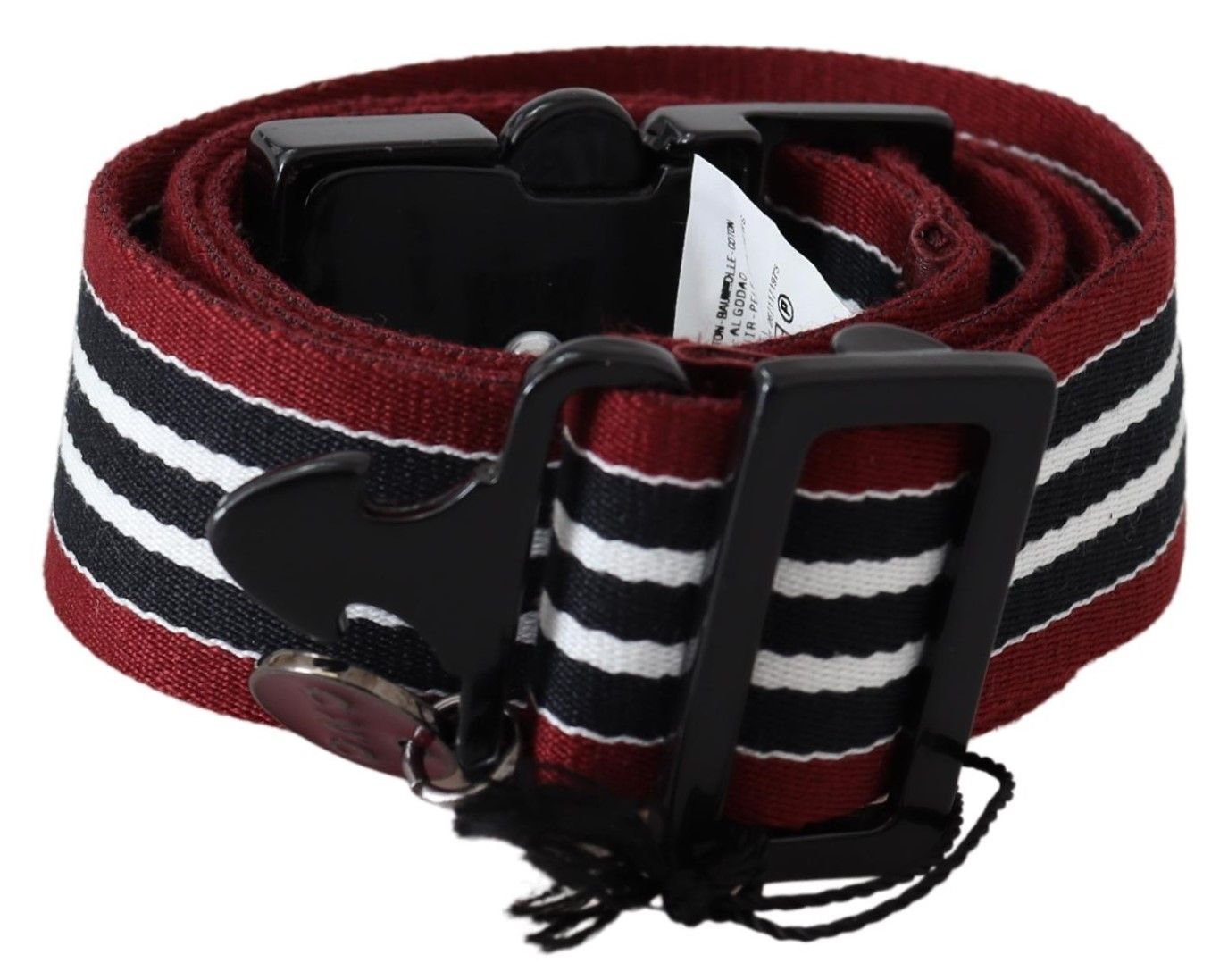 Costume National Striped Leather Fashion Belt in Black & Red - KALAJ