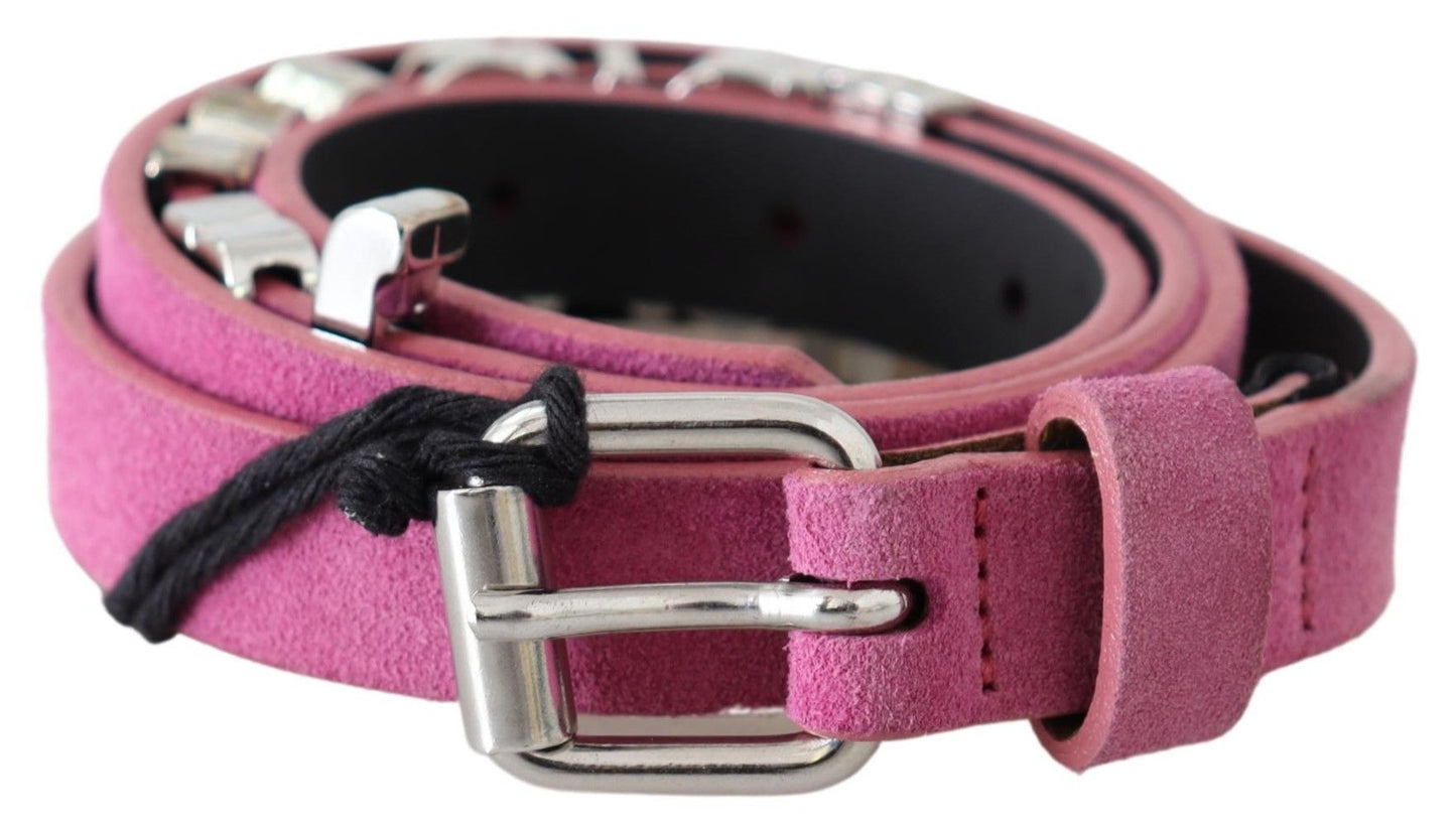 Just Cavalli Fuschia Pink Leather Waist Belt - KALAJ