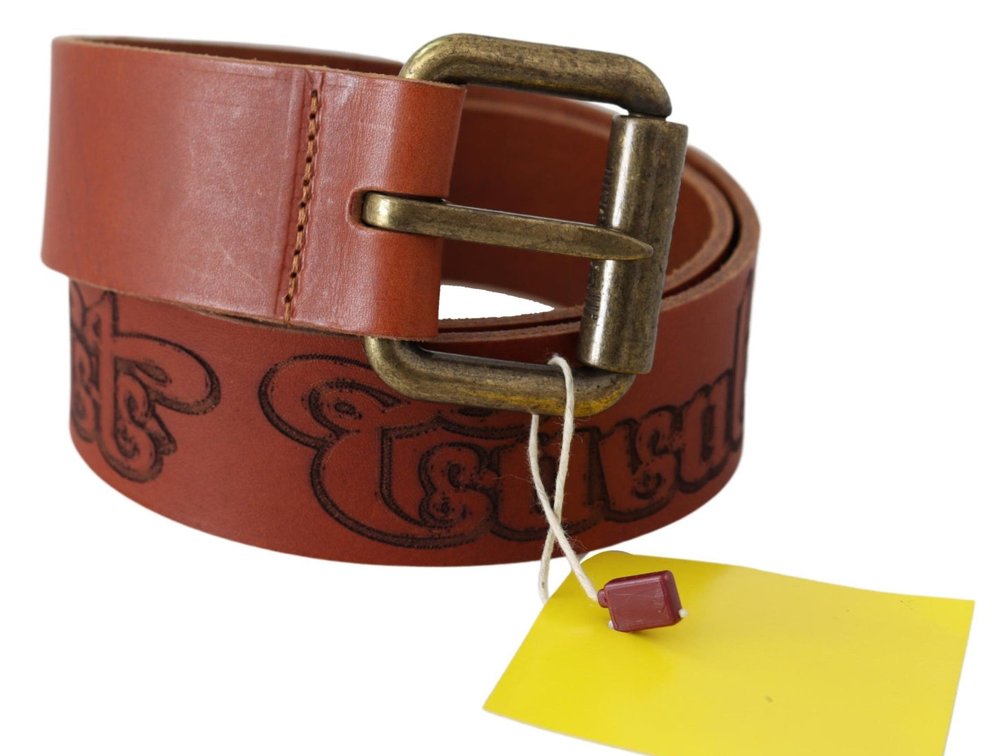 Just Cavalli Chic Brown Leather Logo Waist Belt - KALAJ