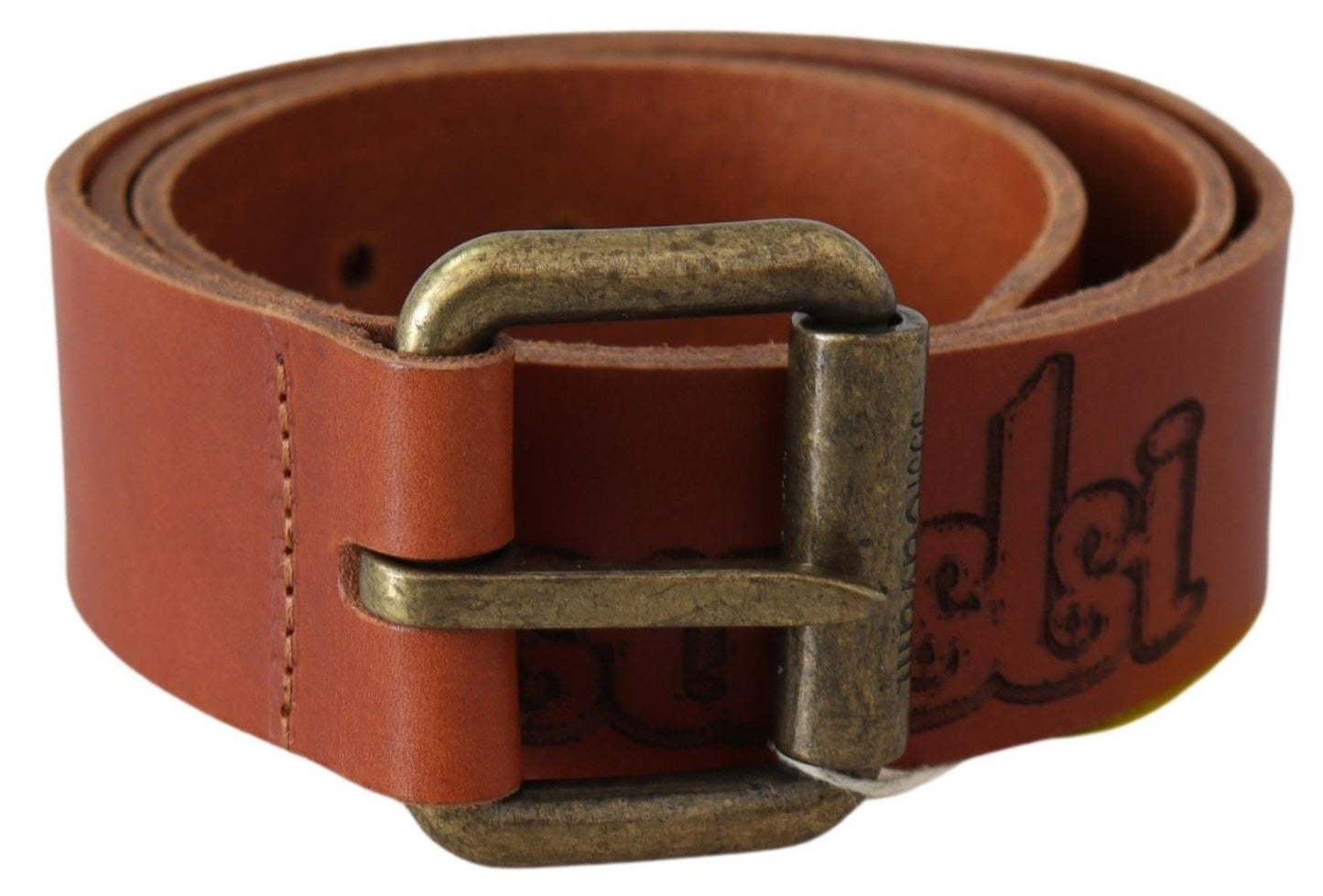 Just Cavalli Chic Brown Leather Logo Waist Belt - KALAJ