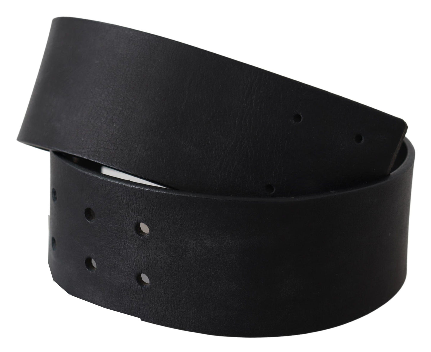 GF Ferre Elegant Solid Black Leather Belt - KALAJ